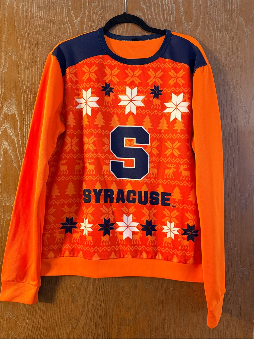 Syracuse Men’s Medium Orange Crewneck Winter Sweater - Orange